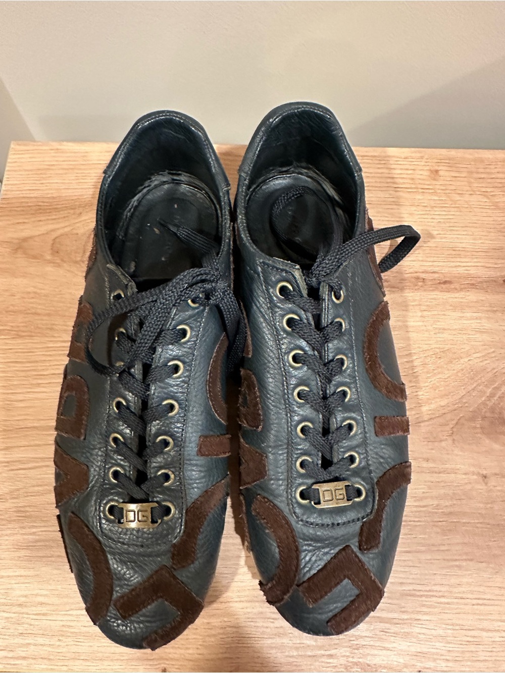 Dolce & Gabbana Leather Sneakers Brown Suede Logo Distressed Low Top Size 9.5 - Picture 3 of 9